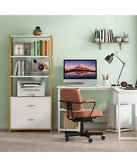 Tribesigns Bookcase, 4-Tier Bookshelf with 2 Drawers