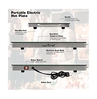 NutriChef Electric Warming Tray with Non-Stick Heat-Resistant Glass Plate, 19.8" x 11.9" Heating Surface - PKWTR45