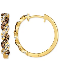 Le Vian Chocolate Diamond & Nude Diamond Twist Style Small Hoop Earrings (3/4 ct. t.w.) in 14k Gold, 0.82"