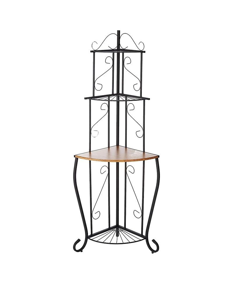 Kings Brand Furniture Black / Walnut Kitchen Storage Corner Bakers Rack