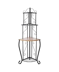 Kings Brand Furniture Black / Walnut Kitchen Storage Corner Bakers Rack