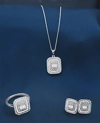 Wrapped in Love Diamond Round & Baguette Square Halo Cluster Ring (1 ct. t.w.) in 14k White Gold, Created for Macy's