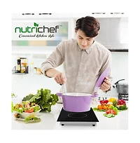 NutriChef Dual Induction Cooktop with Digital Display and Adjustable Temperature, Compact Double Burner - PKSTIND52