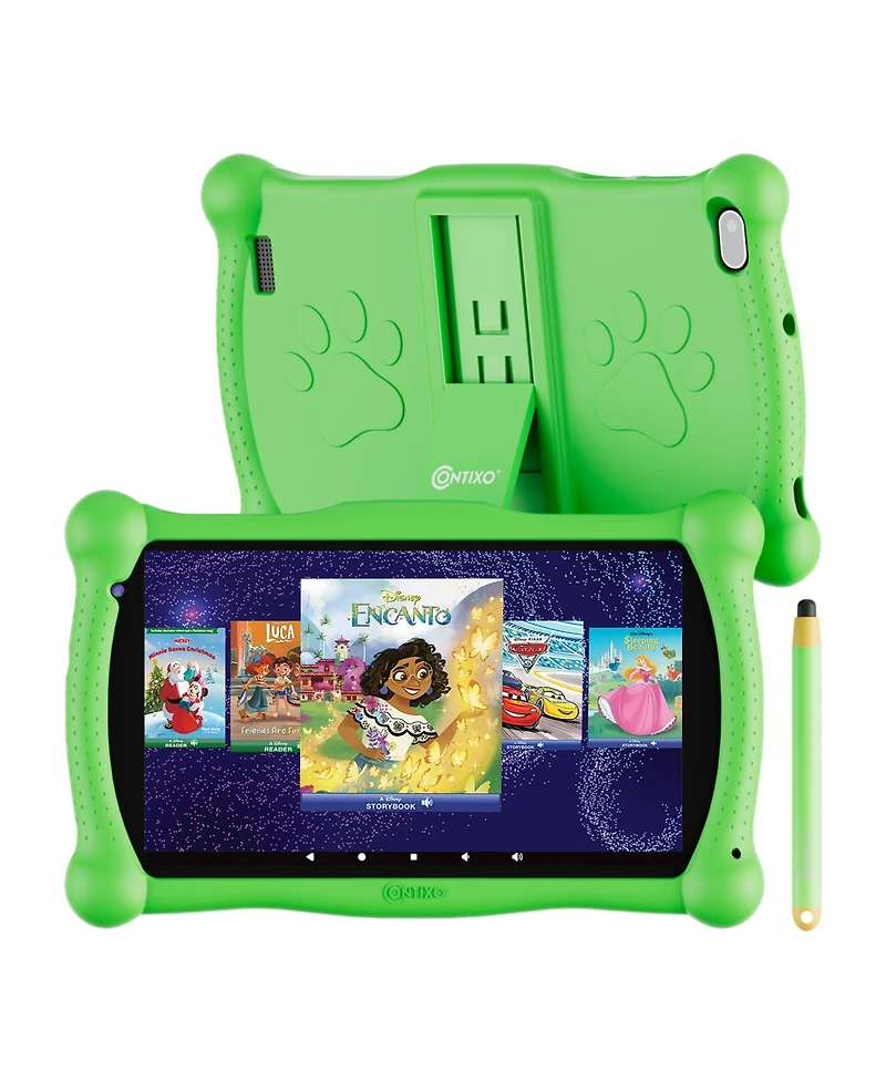 Contixo 7" Android Kids Tablet 32GB, Includes 50+ Disney Storybooks & Stickers, Protective Case with Kickstand Stylus, (2024 Model)