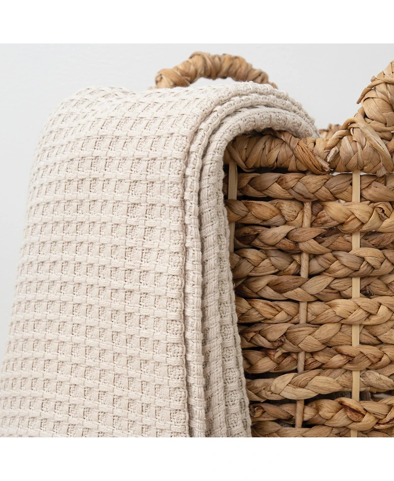 Haryana Luxury Waffle Weave Cotton Bed Blanket, Queen 90x90 in. (Color Options), Warm Blanket for Bedrooms