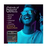 Pyle 4-Channel Audio Mixer with Fx Processor, Usb Interface, and MP3 Player - PMX464
