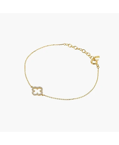 Sterling Silver 18k Gold Plated Aria Clover Bracelet – Summer Ready, Lightweight, Stackable Bracelet, Gift for Her