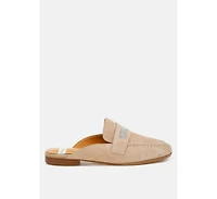 Belorose Rhinestone Strap Suede Mules