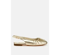 Berni Metallic Square Toe Flat Slingbacks