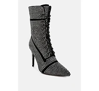 Bitetto Rhinestones Embellished Calf Boots