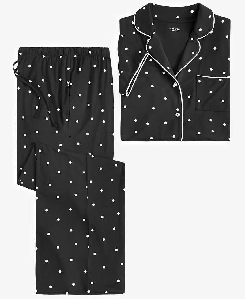 State of Day Women's Fluid Knit Notched Pajama Set, Exclusively at Macy's