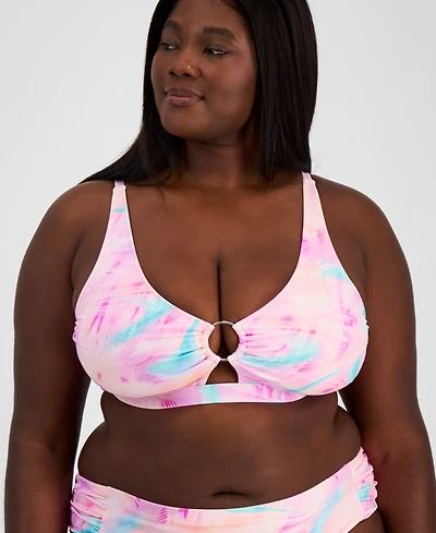 Salt + Cove Plus Tie-Dyed Bikini Top, Created for Macy's