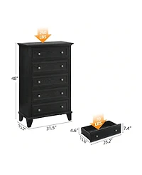 Modern 5 Drawers Dresser For Bedroom, Dresser With Wide Drawers, Wood Chest Of Drawers, Tall Dresser For Bedroom, Closet, Living Room