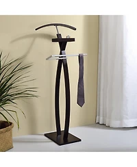 Kings Brand Furniture - Curved Suit Rack Valet Stand, Clothes Rack, Clothing Organizer, Jacket Hanger, Chrome/Walnut