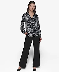 Karl Lagerfeld Paris Women's Ruffled Dot-Print Blouse