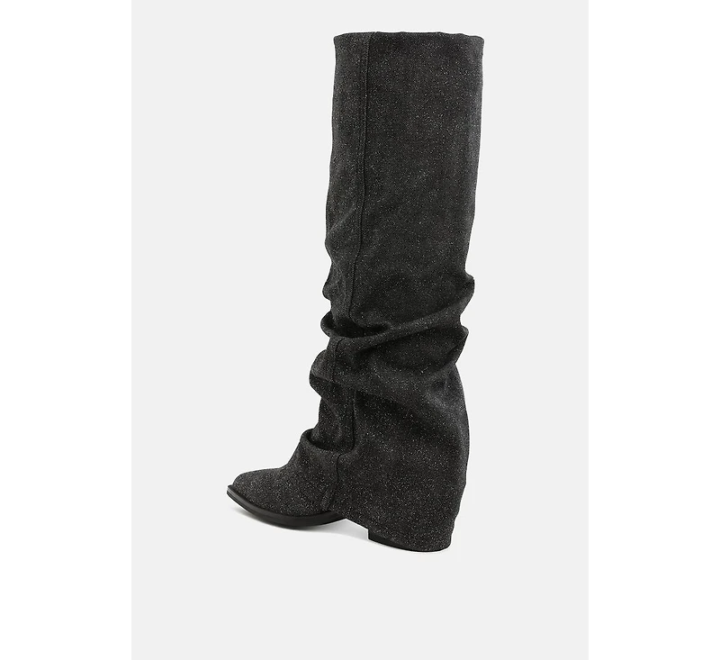 Capella Fold-Over Slouchy Denim Boot