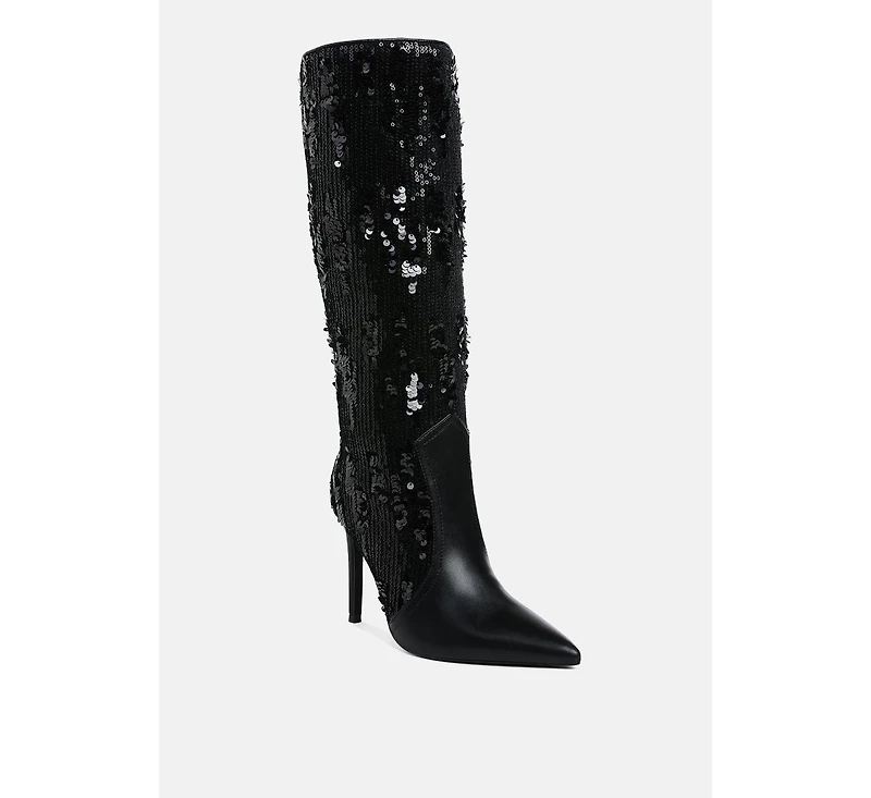 Sitarah Sequin Embellished Stiletto Long Boots