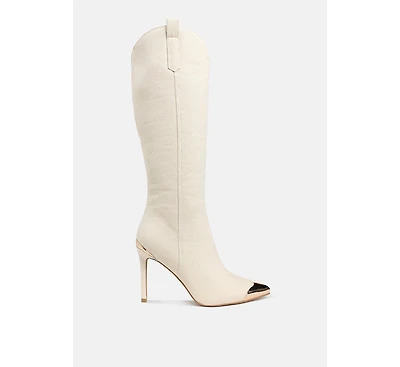 Ridda Metallic Cap Toe Denim Boots