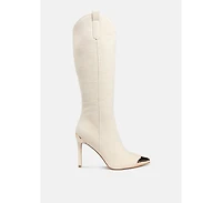 Ridda Metallic Cap Toe Denim Boots