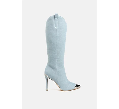 Ridda Metallic Cap Toe Denim Boots