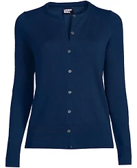 Lands' End Plus Fine Gauge Cotton Cardigan Sweater