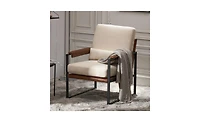 Slickblue Beige Brown Honeycomb Leather Armrest Chair - Single Iron Frame Indoor Leisure Chair for Soft Comfort and Style