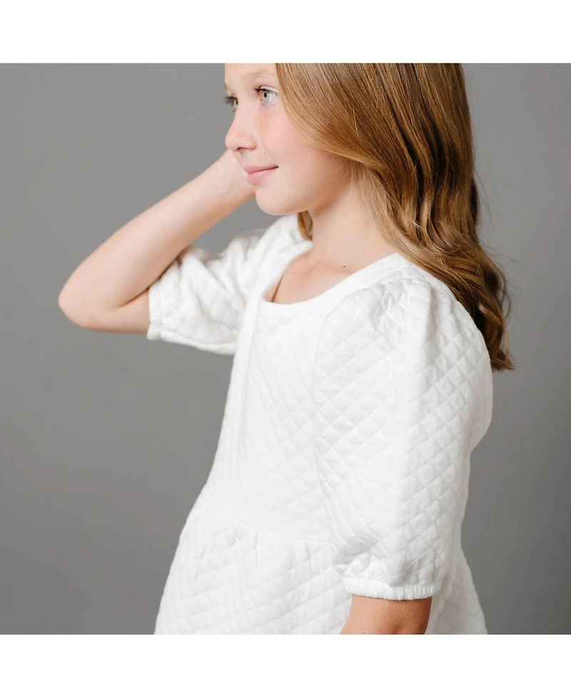 Hope & Henry Toddler Girls Quilted Puff Sleeve Dress