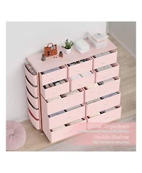 Dresser For Bedroom With 12 Drawer, Dressers & Chests Of Drawers For Hallway, Entryway, Storage Organizer Unit With Fabric, Sturdy Metal Frame, Wood T