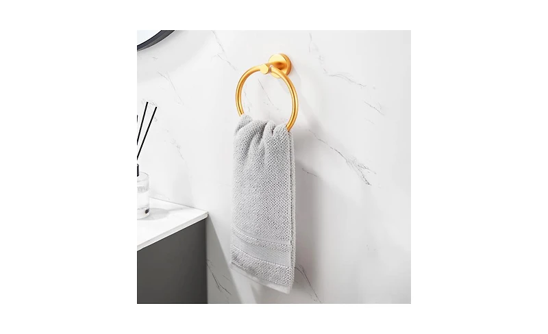 Slickblue Towel Ring Golden Gold, Bath Hand Thicken Space Aluminum Round Holder for Bathroom