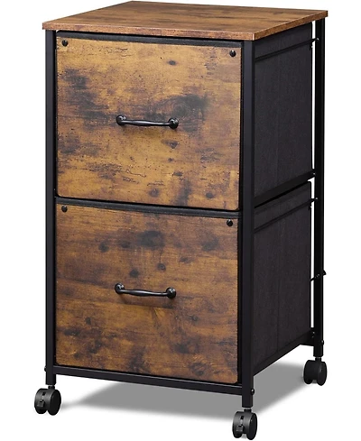 2 Drawer Mobile File Cabinet Rolling Printer Stand Fabric Vertical Filing Cabinet fits A4 or Letter Size for Home Office