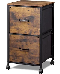 2 Drawer Mobile File Cabinet Rolling Printer Stand Fabric Vertical Filing Cabinet fits A4 or Letter Size for Home Office