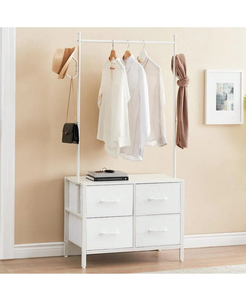 gaomon Clothing Rack With 4/6 Drawers, Freestanding Closet Organizer, Clothes Stand Dresser With Steel Frame & Wooden Top, Tall Closet Storage Organiz