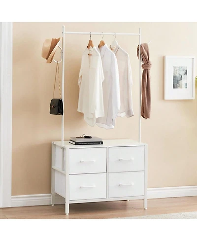 gaomon Clothing Rack With 4/6 Drawers, Freestanding Closet Organizer, Clothes Stand Dresser With Steel Frame & Wooden Top, Tall Closet Storage Organiz
