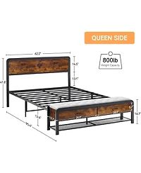 gaomon Bed Frame Queen Size with Drawers, Queen Platform Bed Frame with Headboard