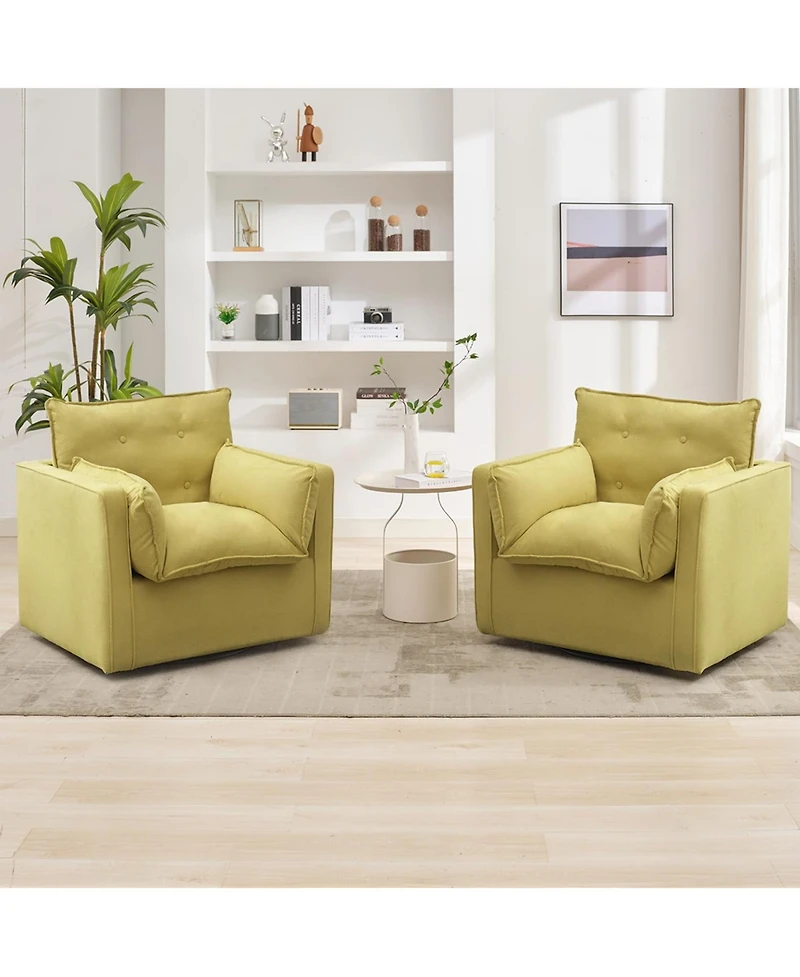 gaomon Swivel Accent Chair, Mid-Century Modern Armchair for Living Room, Comfy Single Sofa Chair with Solid Metal Base, No Assembly Required