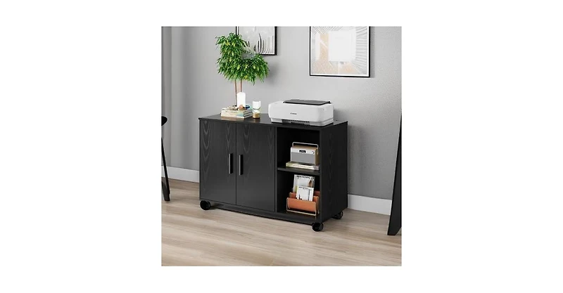 Galaxhero Office Storage Cabinet with Doors and Shelves, Lateral Printer Cabinet for Office Supplies and File Storage, Filing Cabinet for Home Office