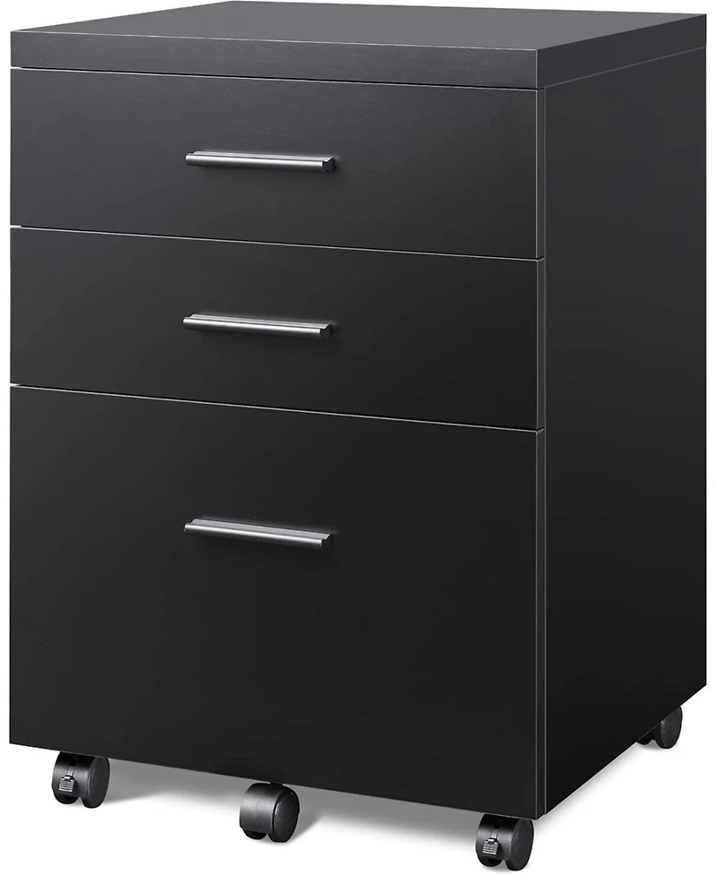 3 Drawer File Cabinet for Home Office, Wood Under Desk Filing Cabinet, Rolling Printer Stand with Wheels