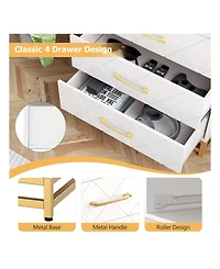 Dresser For Bedroom With 4 Drawers And Metal Handle,Chest Of Drawers, Sturdy Frame Modern Furniture, Wood Dressers