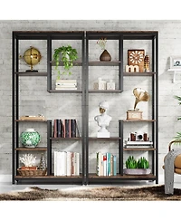 Tribesigns Industrial 8-Shelf Open Bookcase Storage Display Book Shelves Set of 2, 6-Tier Tall Bookshelf Bookcase