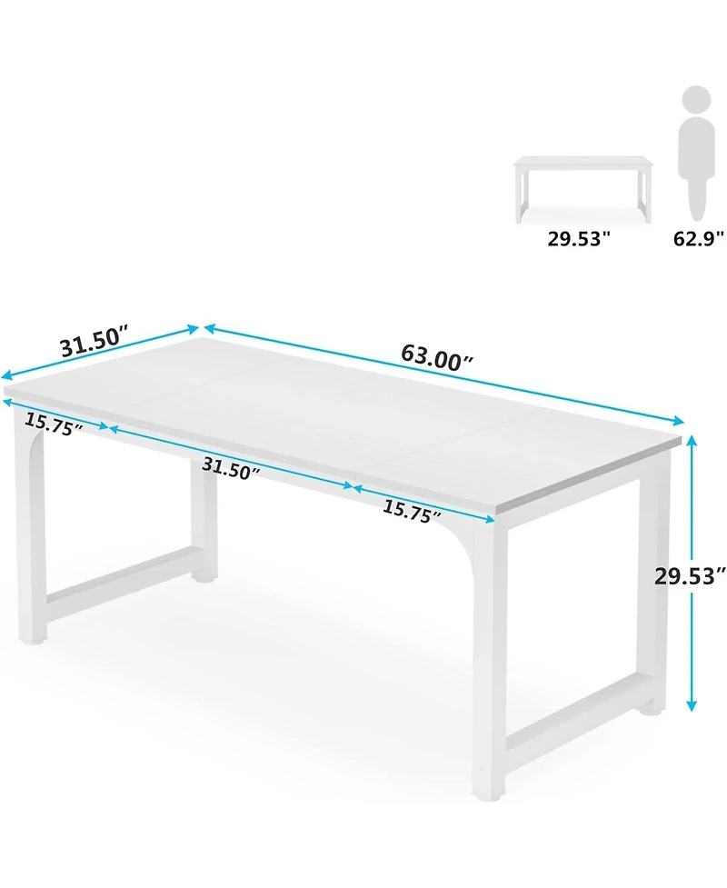 Tribesigns 63”Executive Desk, Modern Simple Workstation Business Furniture, Large Office Computer Desk with Thicken Frame