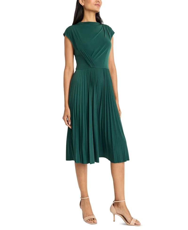 Maggy London Women's Sleeveless Pleated Midi Dress