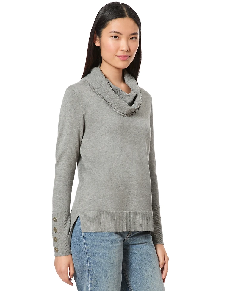 Melissa Paige Women's Chevron-Trimmed Cowl-Neck Sweater