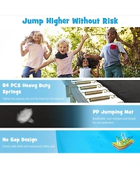 Gymax 8 x 14 Ft Rectangular Recreational Trampoline W/ Safety Enclosure Net Ladder Outdoor