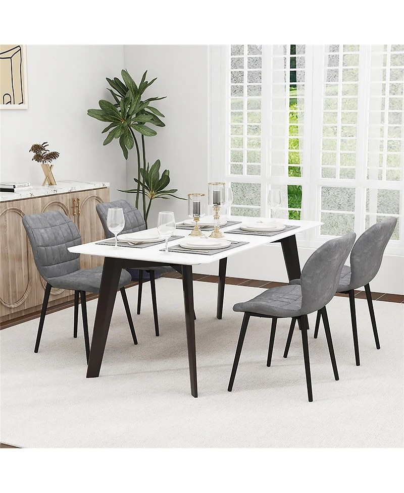 Gymax Dining Chairs Set of 4 w/ Padded Back Metal Legs & 2 Adjustable Foot Pads