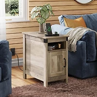 Wlive End Table with Charging Station, Side Table with Usb Ports and Outlets, Narrow Side Table for Small Spaces, Living Room, Couch