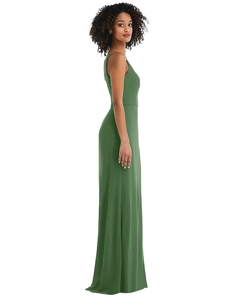 After Six Plus Skinny One-Shoulder Trumpet Gown with Front Slit