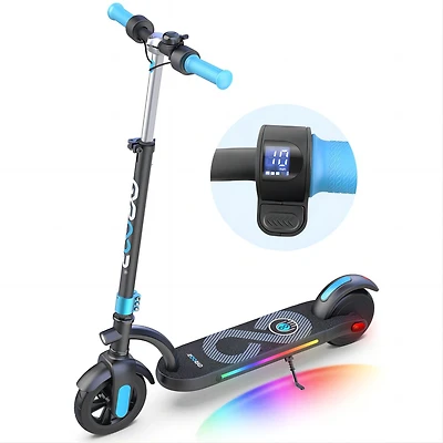 H40 Kids Electric Scooter with 180W Motor & Led Visible Display, 10 Mph, Colorful Lights, Adjustable Speed and Height, Electric Scooter for Kids Ages