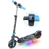 H40 Kids Electric Scooter with 180W Motor & Led Visible Display, 10 Mph, Colorful Lights, Adjustable Speed and Height, for Ages