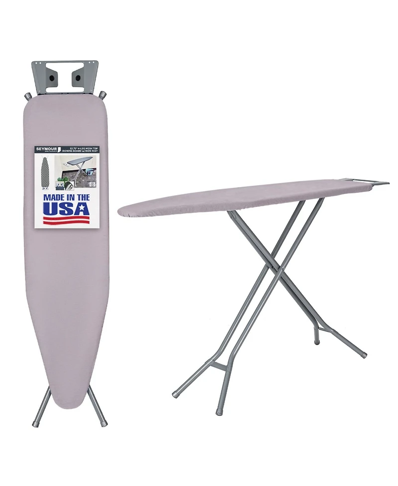 Seymour Home Products Adjustable Height, 4 Leg Ironing Board with Mesh Top and Iron Rest
