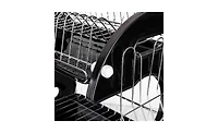 2-Tier Dish Drying Rack – Dual-Layer Dish, Bowl, and Utensil Organizer with Drain Tray, Black Steel